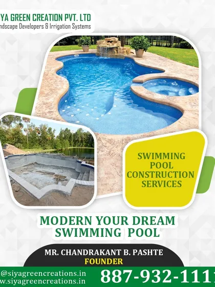 Let me help you modernize your home with a dream swimming pool. This design features a freeform shape with a raised spa, showing how we can combine different elements to create your perfect pool.