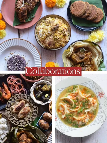A collage showcasing the delicious results of my collaborations with other chefs. Working together allows us to create unique and exciting food experiences.