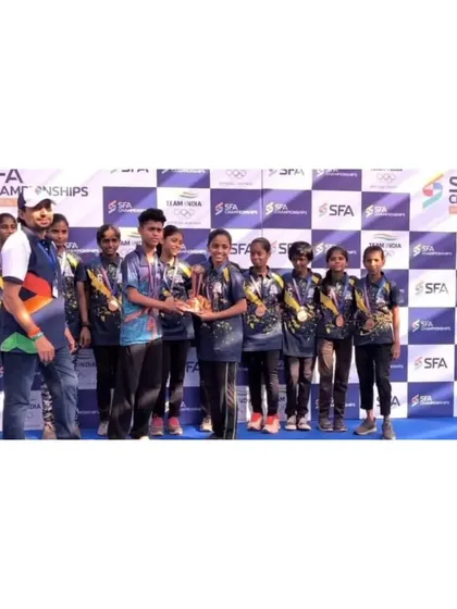 Victory at the SFA Championships 2023. Our girls team stands proud with their medals and trophy.