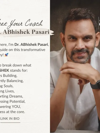 This graphic introduces the meaning behind my name, ABHISHEK, as an acronym for my coaching philosophy. It breaks down my commitment to building, balancing, healing, inspiring, and empowering you with kindness at the core of everything I do.