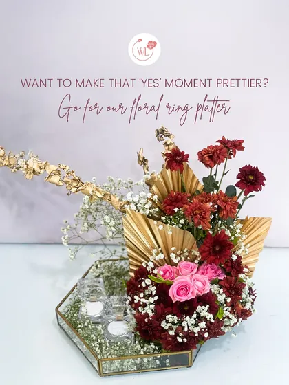 Want to make that 'yes' moment prettier? This image showcases our hexagonal ring platter, perfect for a proposal or engagement ceremony.