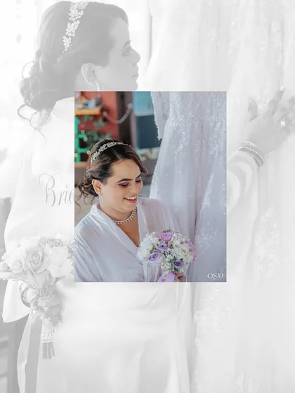 A beautiful collage capturing the quiet, happy moments before she walks down the aisle.