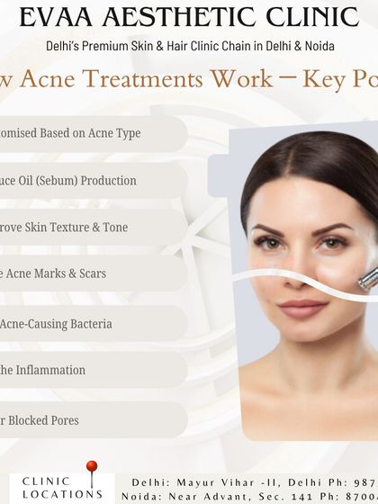 Learn how our acne treatments work to clear skin by customizing the approach, reducing oil, improving texture, and soothing inflammation.