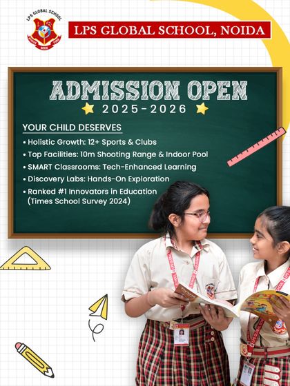 Your child deserves an education that empowers. This graphic details our offerings, from 12+ sports clubs and top facilities to tech-enhanced classrooms and hands-on discovery labs. Admissions are open for 2025-26.