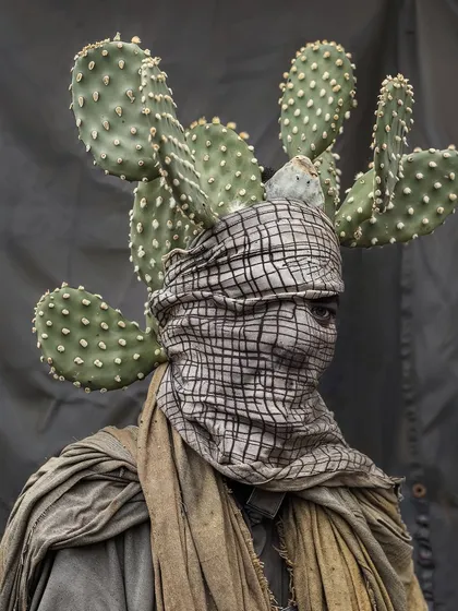 A character from my 'Cactogenesis' series, a horrifying mutation caused by extreme heat. This is my take on body horror inspired by climate change, where a human merges with a cactus.