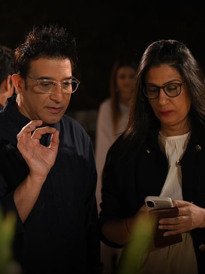 Designer Suneet Varma and our Founder & CEO, Vivek, discussing the new collection. These events provide a sophisticated setting to showcase new lines to media, stylists, and clients.