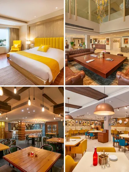 A glimpse into the vibrant interiors of the Bloom Boutique Hotel in Amritsar. For this project, I used bold colors, eclectic furniture, and unique lighting to create a lively, character-filled atmosphere that sets it apart.