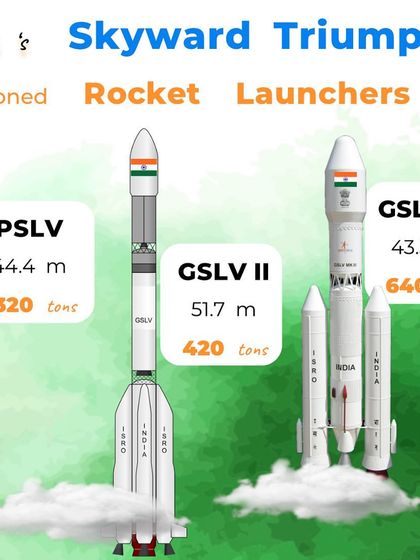 A look at India's skyward triumph with its three active rocket launchers: the PSLV, GSLV II, and the LVM3, which has a 100% success rate.