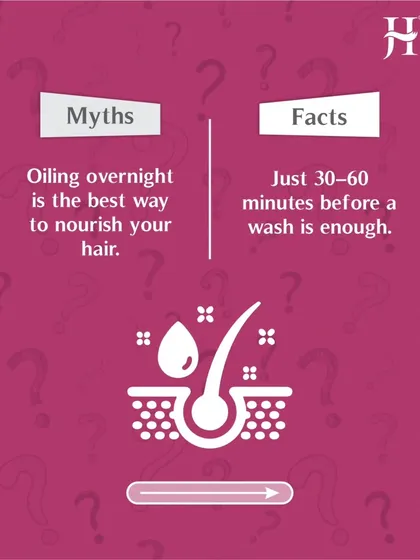 Let's bust a myth. Many believe oiling overnight is best, but the fact is just 30 to 60 minutes before a wash is enough to nourish your hair.
