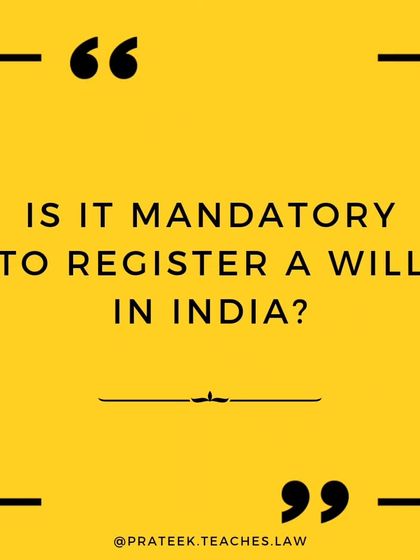 A common question in estate planning is whether it is mandatory to register a will in India. I explain the legal position on this matter.
