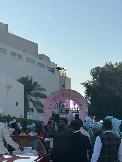 The 'Mohit ki Baraat' procession in Bahrain. I manage the music for the entire procession, ensuring a seamless flow of high-energy tracks as the groom makes his grand entrance.