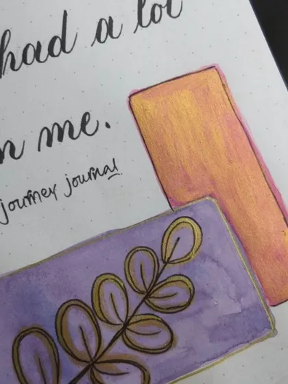 A page from my personal art journal, combining brush pen calligraphy with simple watercolor illustrations. Journaling is where I experiment with new styles and color combinations.