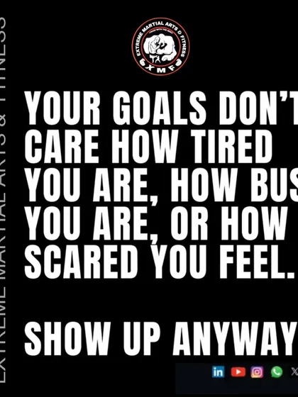 A powerful quote reminding us to show up for our goals no matter how we feel.