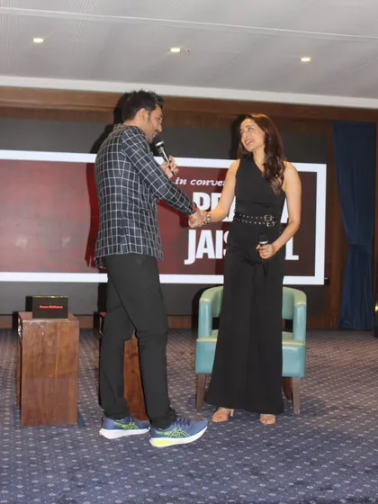 A handshake seals a great conversation. This moment with Pragya Jaiswal after our TEDx talk reflects the mutual respect and positive energy of the session.