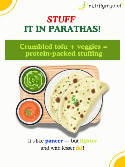 Stuff Tofu in Parathas. Crumble tofu with veggies for a protein-packed stuffing. It has a texture similar to paneer but is lighter and lower in fat.