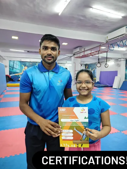 This "JUMP" program certificate celebrates this student's progress in mastering key gymnastics skills.