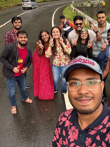 A fun selfie capturing the joy of a road trip with new friends. These are the spontaneous moments that make our trips special.