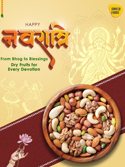 Happy Navratri! From bhog to blessings, my dry fruits are perfect for every devotion. This bowl of mixed nuts is ideal for keeping your energy up during the nine days of fasting and celebration.