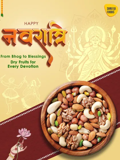 Happy Navratri! From bhog to blessings, my dry fruits are perfect for every devotion. This bowl of mixed nuts is ideal for keeping your energy up during the nine days of fasting and celebration.