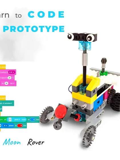 Building a Moon Rover with LEGO Spike. This project encourages students to think about the challenges of a lunar mission, such as terrain and atmospheric pressure, as they design and prototype their rover.