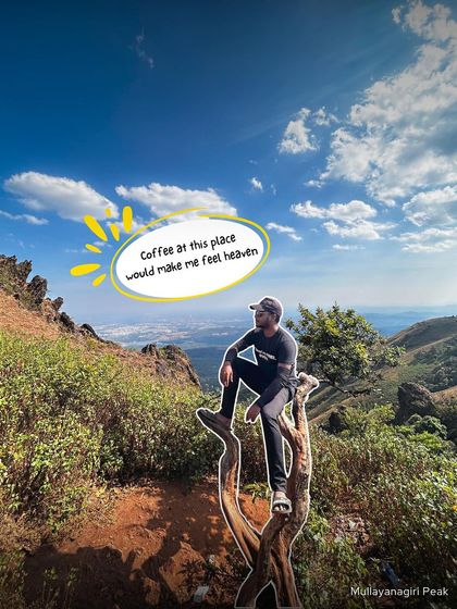 Sitting on top of Mullayanagiri Peak in Chikmagalur, the highest peak in Karnataka. The only thing that could make this moment better is a hot cup of local coffee.