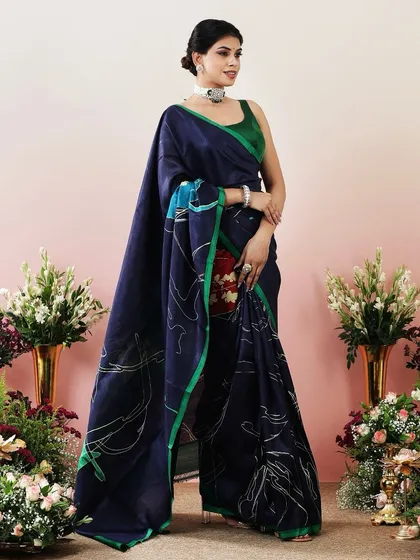 Another full view of this elegant and modern printed saree.
