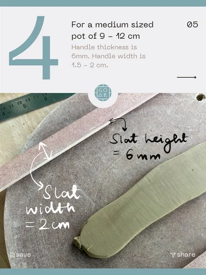 Step 4 of Handle Math: Determine the handle thickness and width. For a medium pot, a 6mm thickness and 1.5-2cm width provides a sturdy and comfortable grip.