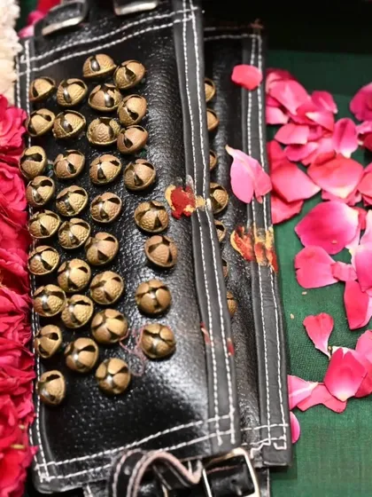 The Gejjai Puja is a vital ceremony we conduct before an arangetram. Here, the ghungroos, or ankle bells, are sanctified, seeking divine blessings for the dancer's debut. It is a beautiful ritual that grounds us in our tradition.
