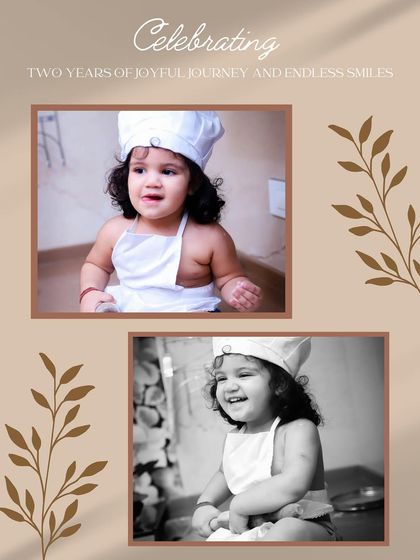 Celebrating two years of joy! This collage shows the fun and smiles from a second birthday photoshoot, featuring a cute little chef theme.