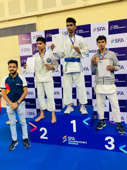 Tushar Kumar with his bronze medal at the SFA Championship. A tough fight in the U-17 category.