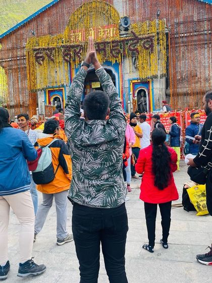 Seeking blessings at the Kedarnath Temple in Uttarakhand. The powerful spiritual energy of this place is a profound experience.