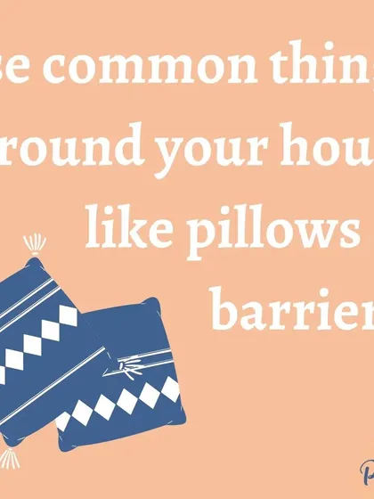 Using pillows as barriers is a safe and easy way to introduce your dog to the concept of jumping over obstacles.