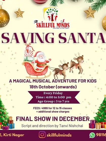 Our 'Saving Santa' musical adventure is perfect for getting little ones aged 3 to 7 into the festive spirit. It's a magical introduction to theatre, culminating in a final show.
