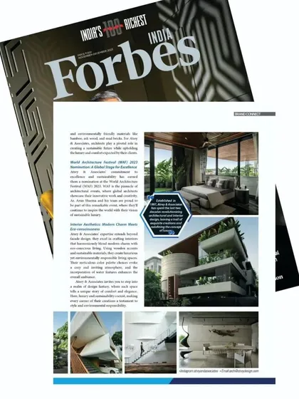 Another feature in a Forbes India issue, this time focusing on "Crafting Sustainable Luxury." The article covers my exclusive works and my commitment to creating designs that are both environmentally conscious and aesthetically exceptional.