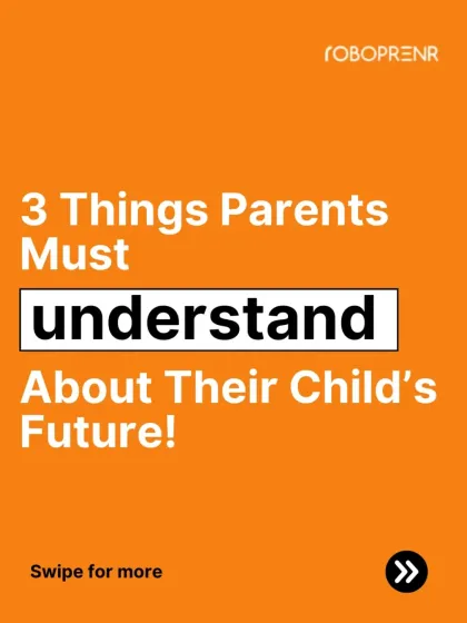An introduction to a carousel post outlining three things parents must understand about their child's future in a tech-driven world.