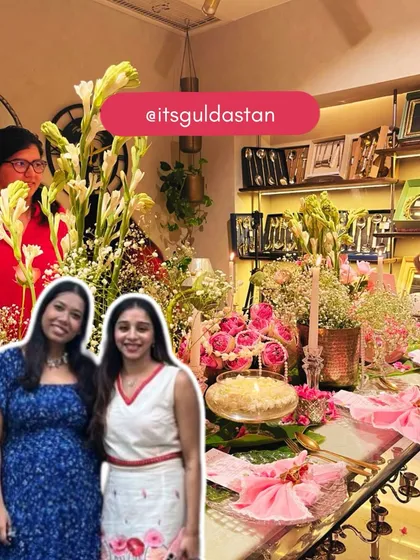 We love collaborating with fellow artists. Here we are with the talented team from Guldastan after a wonderful flower arrangement workshop, surrounded by the beautiful table settings our participants created. It’s all about building a creative community.