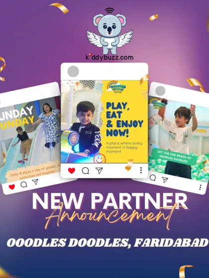 Big news, parents! Ooodles Doodles in Faridabad is our new partner. It's a place where every moment is a happy moment. Grab an awesome 15% discount when you book through Kiddybuzz.