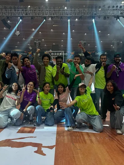 The whole squad. This is the team that brings the energy and makes the magic happen. A happy, post-performance moment with my crew at the Indian National Basketball League event, showcasing the positive and collaborative vibe we bring to every project.