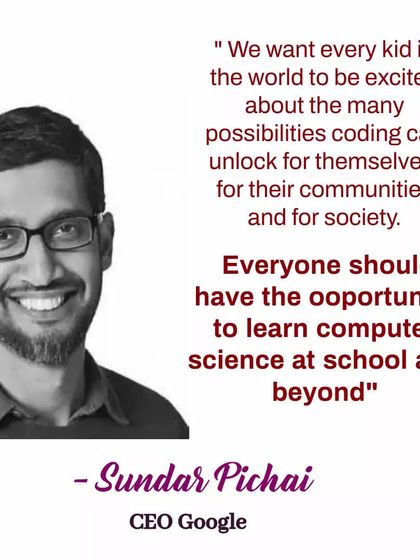"Everyone should have the opportunity to learn computer science." A quote from Google CEO Sundar Pichai that aligns with our mission to make coding education accessible to all.