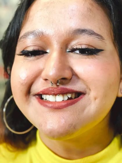 This client chose a combination of a septum piercing and a smiley piercing. I am skilled at creating unique combinations that reflect your personality.
