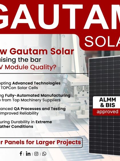 We are raising the bar in PV module quality by adopting advanced technologies like TOPCon solar cells. Our ALMM & BIS approved panels are produced on fully-automated manufacturing lines and undergo enhanced QA processes for improved reliability.
