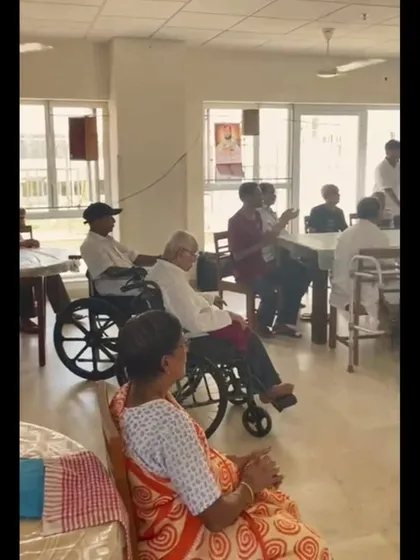 A view of the audience, including residents in wheelchairs, showing that our music is accessible and enjoyable for everyone.
