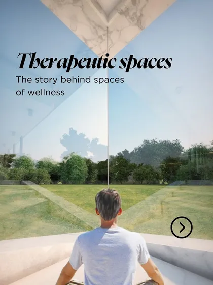 This image introduces the concept of "Therapeutic Spaces." Designing for wellness begins with intuition, with understanding how light, texture, and layout can create quiet sanctuaries that ease the mind.