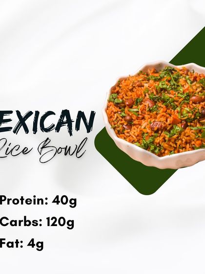 My Mexican Rice Bowl is a flavorful vegetarian dish made with low starch rice, red kidney beans, and fresh veggies. It packs 40g of protein and is a complete, balanced meal.