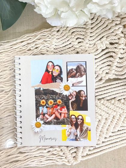 The cover of my personalized photo album, featuring a 'Memories' collage. This 4x6 inch booklet includes 12 leaves for your photos and is priced at just ₹250.