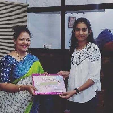 Lareina Lamba from the 7th grade was awarded a 'B' grade in her Elementary grade exam. I am very happy with her progress and achievement.