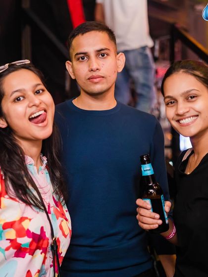 A group of friends enjoying the night.