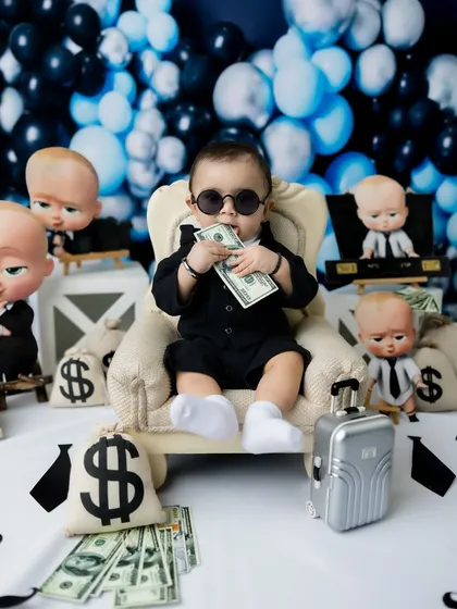 Even a boss needs a snack! A funny and cute moment from this "Boss Baby" themed session.