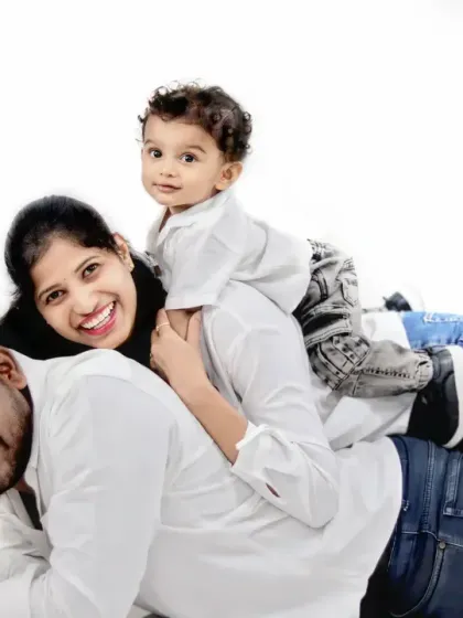 Family photoshoots should be fun. I encourage playful and natural moments like this, creating candid family portraits that show your family's unique energy and love.
