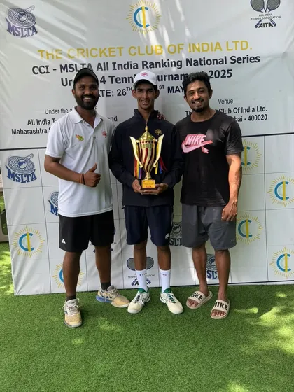Celebrating a huge victory. I am with Dhruv Sehgal after he won the U-14 National Series singles event in Mumbai. His hard work and commitment paid off on the biggest stage.